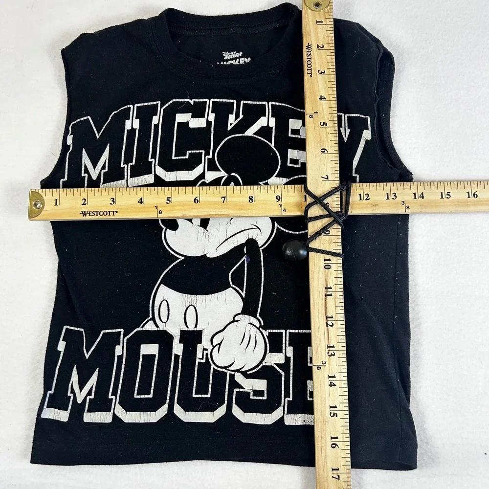 Disney Junior Mickey Mouse Black Sleeveless T-Shirt Kids Size 4‎